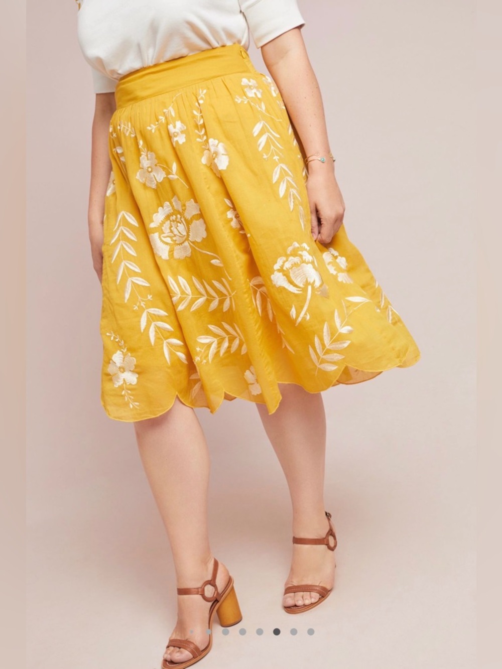 EUC Anthropologie Vineland Embroidered Midi Skirt // Size 1X
